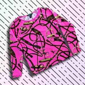 Ralph Lauren Knit T-Shirt, Boat neck, Equestrian Theme - Women's L